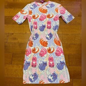 Cát printed embossed elastic fabric mid dress